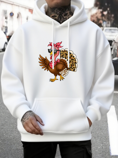 Men's Graphic Hoodie Leopard Bandana Patterned Turkey With Cartoon Style Wings Under Bright Daylight Turkey