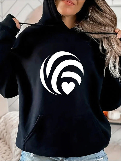 Women's Graphic Hoodie Swirling Lines In Perfect Harmony With A Central Heart Motif
