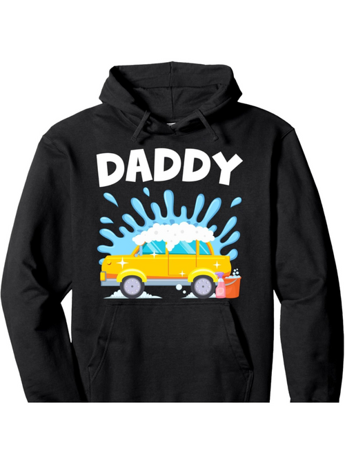 Men's Graphic Hoodie Daddy Car Wash With Splashing Blue Water And Soap Car