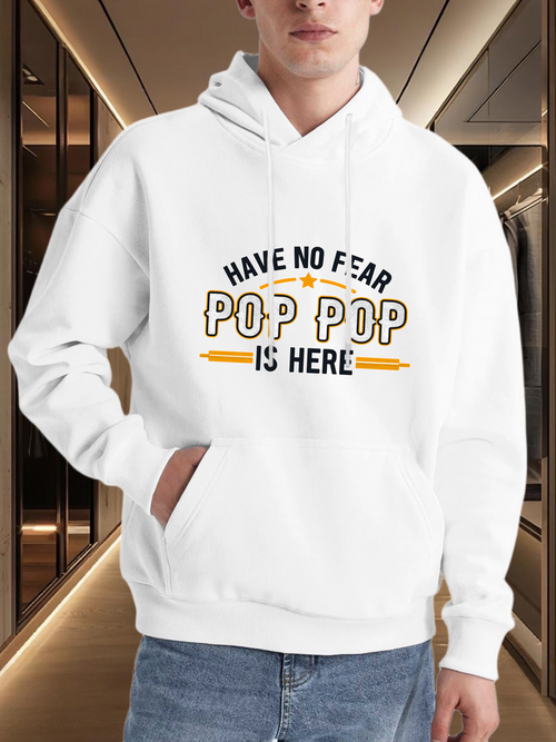Men's Graphic Hoodie Have No Fear Bold Graphic Text Among Playful Lettering Pop Pop