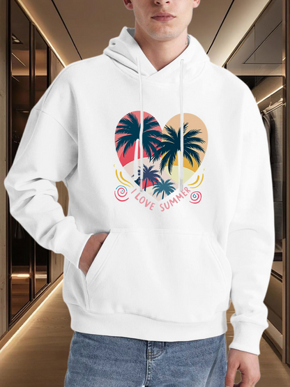 Men's Graphic Hoodie Love Summer Vibrant Palm Trees In Tropical Sunset Atmosphere
