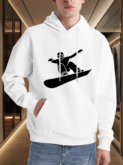 Men's Graphic Hoodie Graphic Silhouette Of A Snowboarder In Mid Air Showing Winter Sports Action Snowboarder