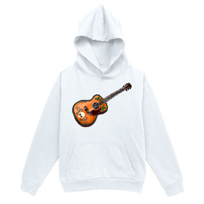 Men's Graphic Hoodie Vintage Style Musical Note Accented Acoustic Wooden Guitar