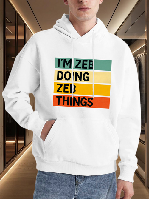 Men's Graphic Hoodie Im Zee Doing Zeb Things Colorful Blocks Hoodie