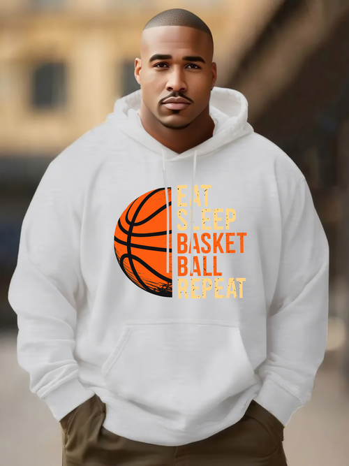 Men's Graphic Hoodie Play To Win With An Orange Basketball Print