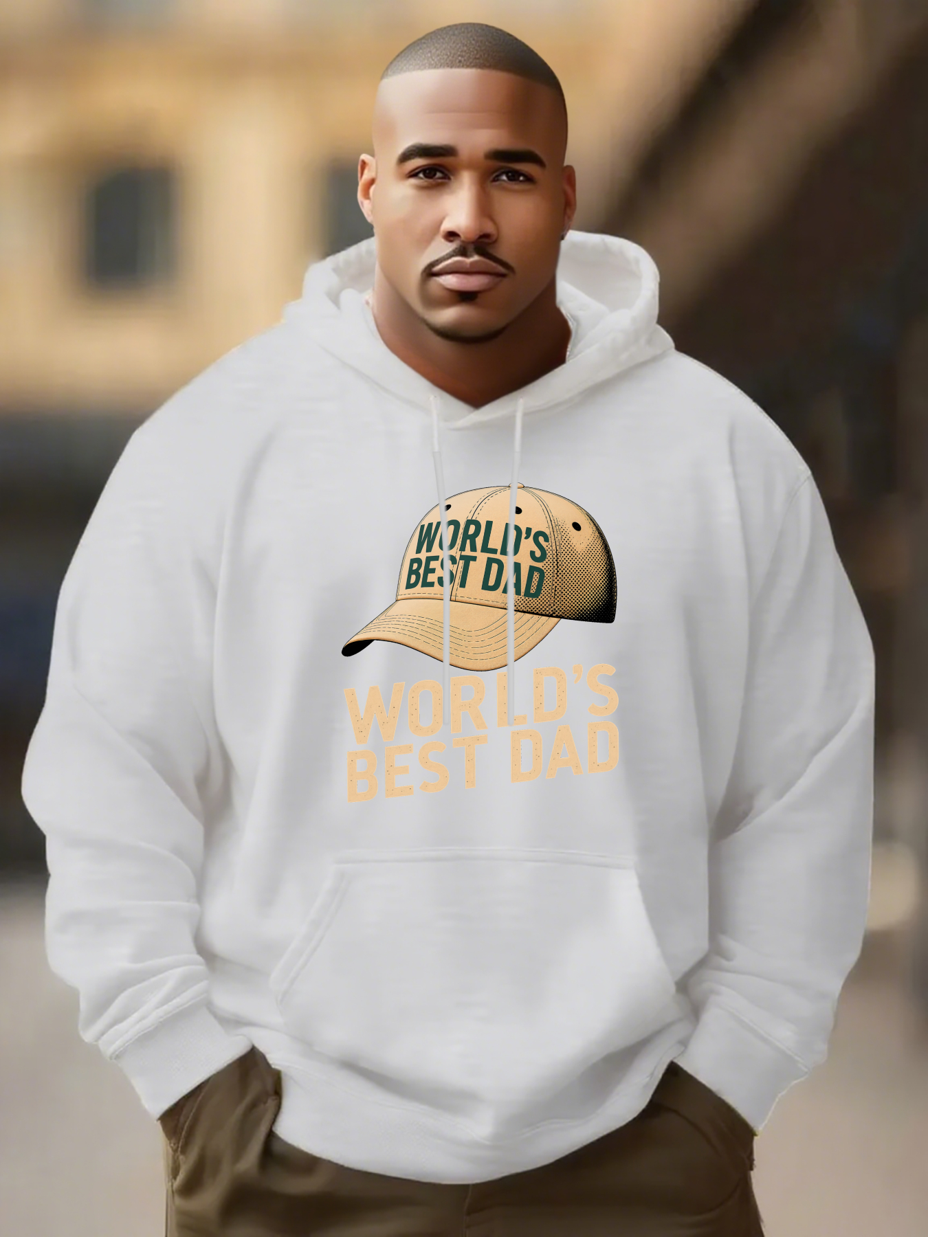 Men's Graphic Hoodie Worlds Best Dad With A Yellow Baseball Cap Illustration