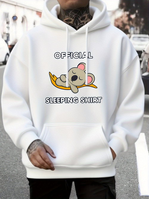 Men's Graphic Hoodie Official Sleeping Shirt Cute Koala Resting On Yellow Crescent Moon Hoodie