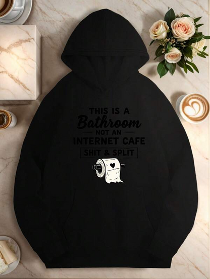 Women's Graphic Hoodie Bathroom Quotes With Toilet Paper Heart Motif Among Playful Words