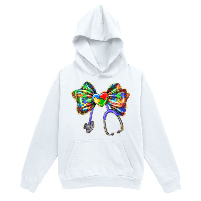 Men's Graphic Hoodie Rainbow Hearts With Stethoscope And Multicolored Ribbon Bow