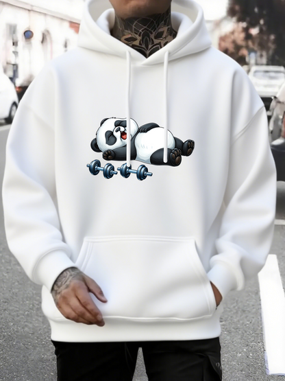 Men's Graphic Hoodie Resting Panda Among Playful Bamboo Stems Under Soft Light Panda