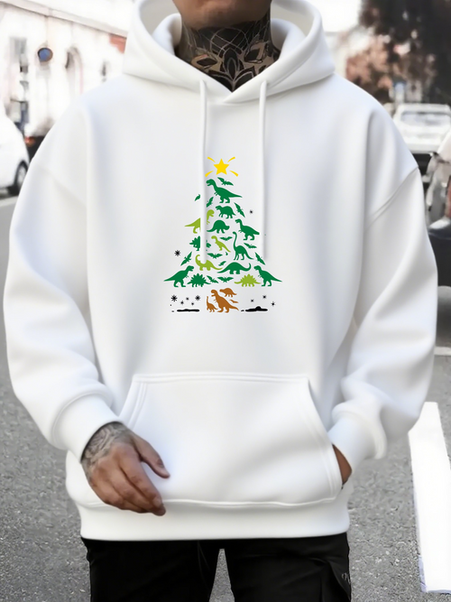 Men's Graphic Hoodie Festive Winter Wonderland With Ornaments Sparkling Bright On Christmas Tree
