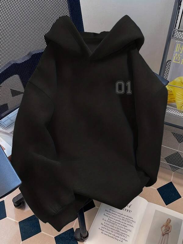 Women's Graphic Hoodie Minimal Style With Subtle Shaded Digits On Elegant Hoodie