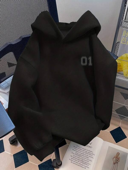 Women's Graphic Hoodie Minimal Style With Subtle Shaded Digits On Elegant Hoodie