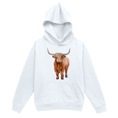 Men's Graphic Hoodie Majestic Highland Cattle Standing Among Open Plains Under Clear Sky Bull