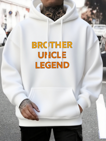 Men's Graphic Hoodie Brother Uncle Legend Bold Lettering In Warm Sunrise Glow Hoodie