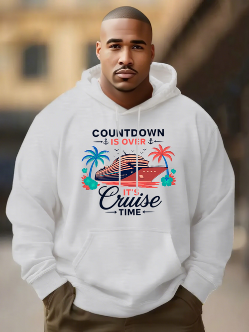 Men's Graphic Hoodie Countdown Is Over Lets Cruise Time Palm Trees Beach Ship