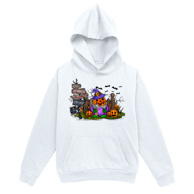 Men's Graphic Hoodie Colorful Haunted House With Pumpkins And Flying Bats Among Halloween Graveyard