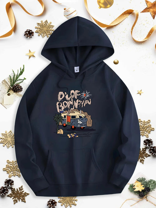 Men's Graphic Hoodie Old Camper Among Autumn Leaves And Pine Trees Mountain