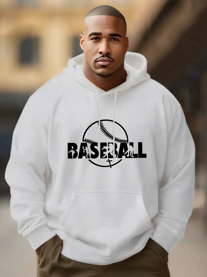 Men's Graphic Hoodie Distressed Black Splatter Overlapping Graphic Baseball Typography Baseball