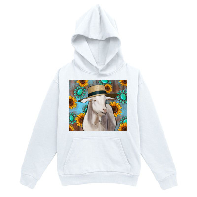 Men's Graphic Hoodie Sunflower Pattern With Goat Wearing Hat Among Bright Summer Blossoms