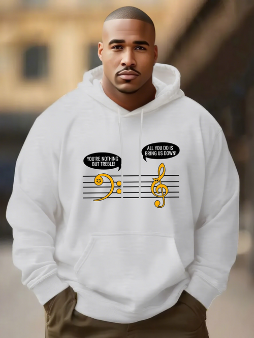 Men's Graphic Hoodie Youre Nothing But Trouble Musical Staff With Yellow Clefs And Speech Bubbles Notes