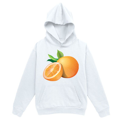 Men's Graphic Hoodie Juicy Ripened Fruit With Green Leaves Surrounding Fresh Orange