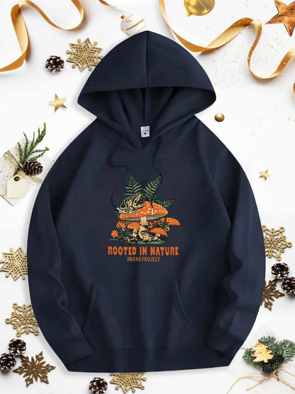 Men's Graphic Hoodie Rooted In Nature Forest Leaves And Mushrooms Under Woodland Light Mushroom