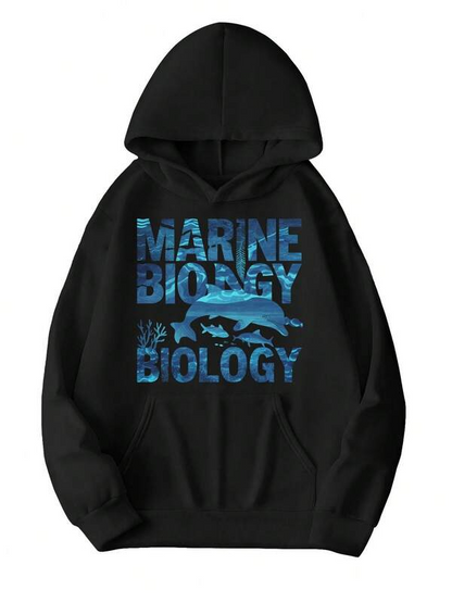 Women's Graphic Hoodie Marine Biology Blue Ocean Water With Dolphins And Seaweed Hoodie