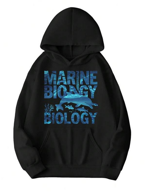 Women's Graphic Hoodie Marine Biology Blue Ocean Water With Dolphins And Seaweed Hoodie