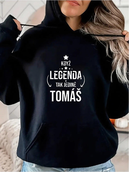 Women's Graphic Hoodie Polish Text & Legend of TOMAS Polish Text Print