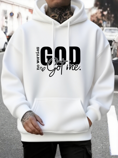 Men's Graphic Hoodie No Worries God Got Me Casual White Streetwear Hoodie