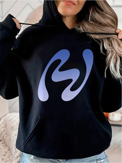Women's Graphic Hoodie Gradient Abstract Blue Shape On Modern Hoodie