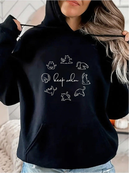 Women's Graphic Hoodie Keep Calm Surrounded By Hand Drawn Cute Forest Animals