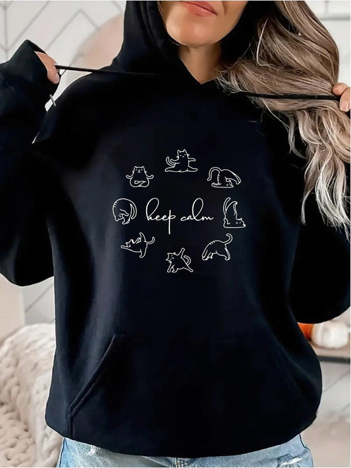 Women's Graphic Hoodie Keep Calm Surrounded By Hand Drawn Cute Forest Animals