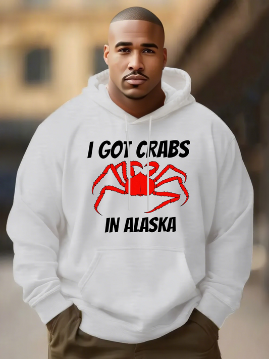 Men's Graphic Hoodie I Got Crabs In Alaska With Red Crab Illustration Among Arctic Motif