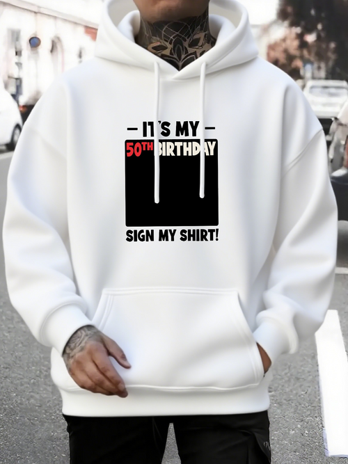 Men's Graphic Hoodie Its My 50th Birthday Sign My Shirt Black Box Hoodie