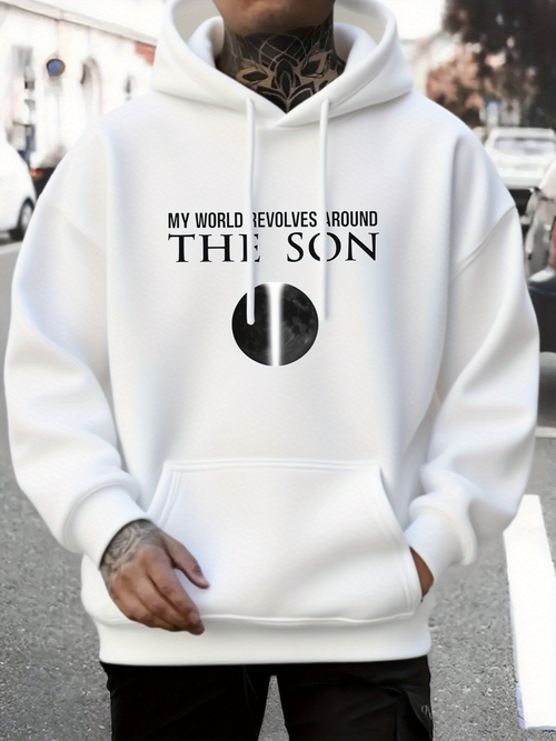 Men's Graphic Hoodie My World Revolves Around The Son With Bold Black Graphic Circle