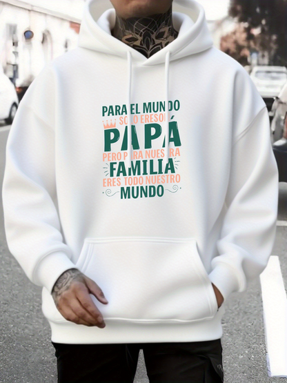 Men's Graphic Hoodie for the World Papa Spanish English Fathers Day Text & Dad Gift Print