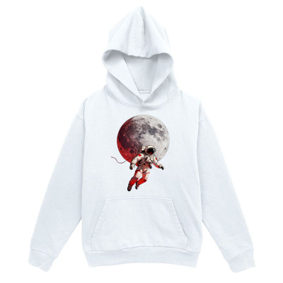 Men's Graphic Hoodie Crimson Moon With Floating Astronaut Amid Starry Quiet Night Sky