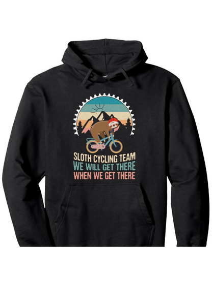 Men's Graphic Hoodie Sloth Cycling Team With Vintage Mountains And Bicycle Sloth