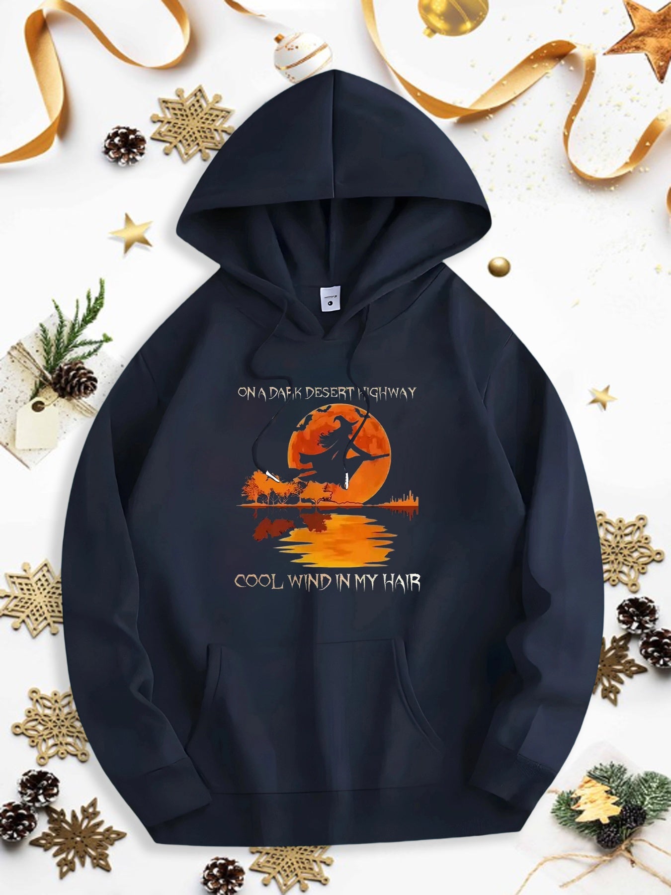 Men's Graphic Hoodie Cool Wind In My Hair Glowing Orange Sunset Reflected On Still Lake Fisherman