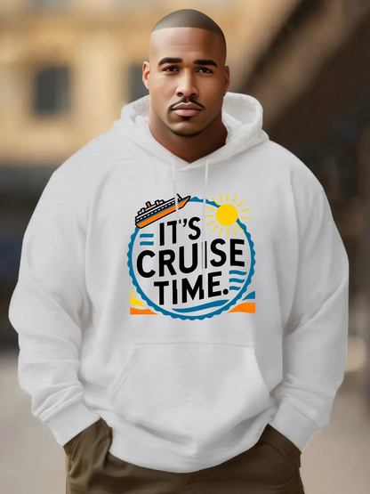 Men's Graphic Hoodie Its Cruise Time Sailing Boat With Sun And Rippling Ocean Waves