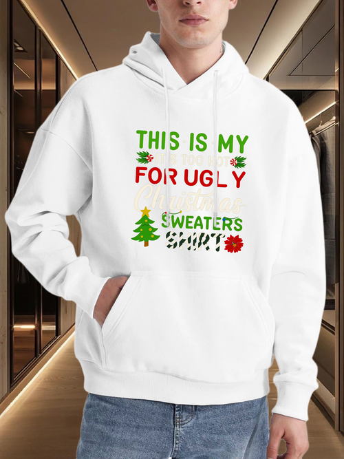 Men's Graphic Hoodie This Is My For Ugly Christmas Party Sweaters Featuring Tree Snowflakes