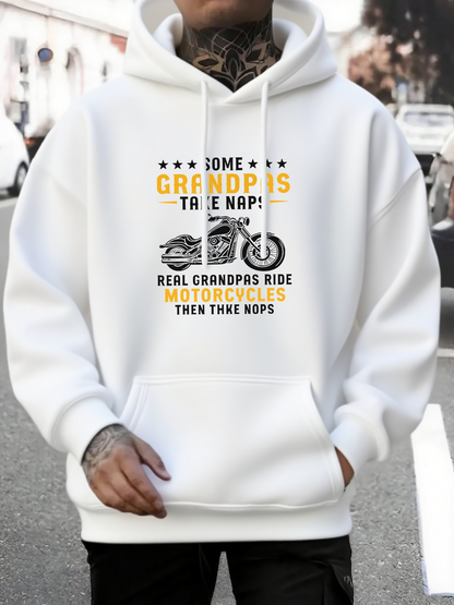 Men's Graphic Hoodie Some Grandpas Take Naps Classic Motorcycle With Stars And Bold Lettering Grandpa