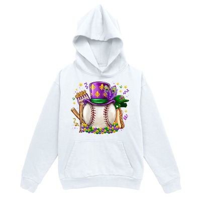 Men's Graphic Hoodie Festive Carnival Celebration With Baseball Bat Colorful Hat Mask Baseball