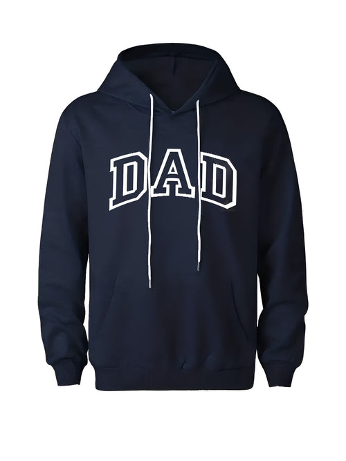 Men's Graphic Hoodie Bold Collegiate Letters On Midnight Black Hoodie Dad