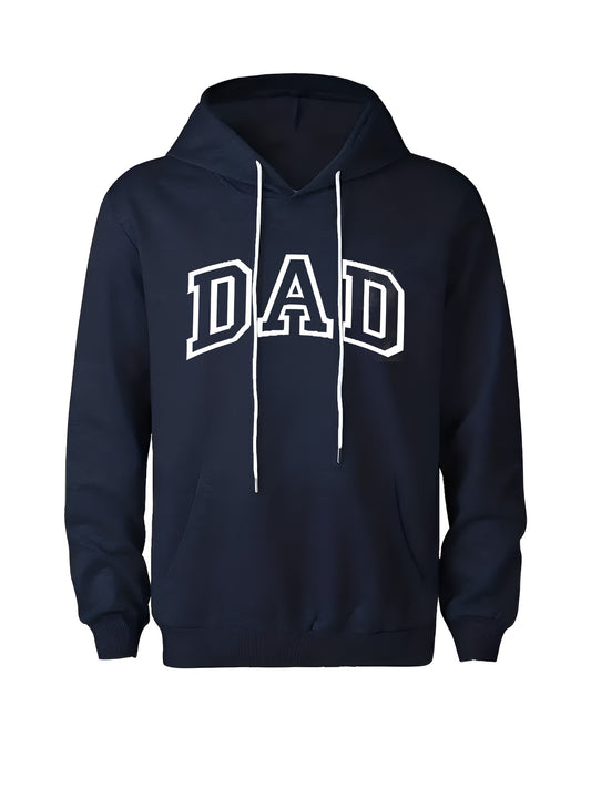 Men's Graphic Hoodie Bold Collegiate Letters On Midnight Black Hoodie Dad