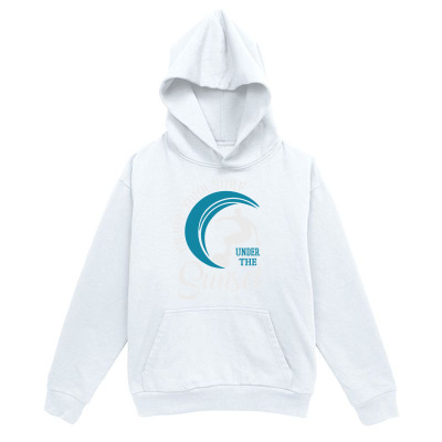 Men's Graphic Hoodie Rising Tide With Curved Blue Waves Embracing Morning Tranquility Crescent Moon