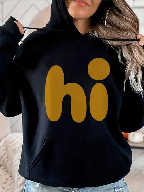Women's Graphic Hoodie Bold Playful Yellow Letters On A Soft Comfortable Casual Hoodie