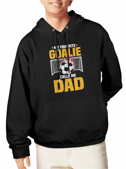 Men's Graphic Hoodie My Favorite Goalie Call Me Dad Soccer Net Graphic Dad